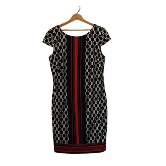 CB Established Women's Size 15 Geometric Print One Piece Lined Career Wear Dress - Picture 16 of 16